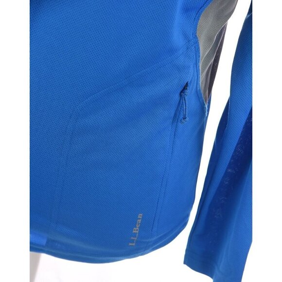 L.L Bean LL Bean Mens 1/2 Half Zip Pullover Gym Running Wicking Blue Pocket Sz M - Picture 8 of 9